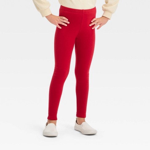 Girls' Cozy Leggings - Cat & Jack™ Dark Red Xs Slim : Target