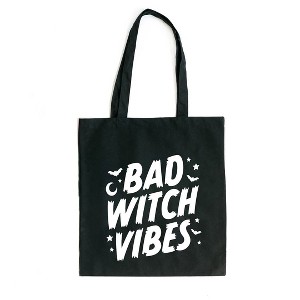 City Creek Prints Bad Witch Vibes Moon Canvas Tote Bag - 15x16 - Black - 1 of 2