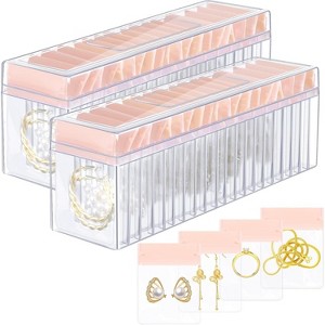Clear Acrylic Jewelry Organizer 42 Piece Set with Anti Tarnish Bags for Rings Earrings Storage Rose Pink 42 - 1 of 4