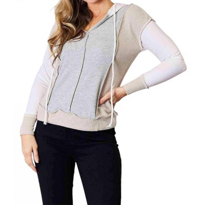 Women's Chic Color Block Hoodie With Seam Details - Double Take