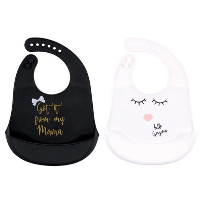Little Treasure Baby Girl Silicone Bibs 2pk, Mama, One Size
