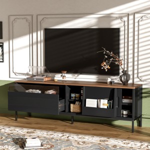 70.8'' Mid Century TV Stand for 75 Inch TV, Modern Media Console with Sliding Doors & Storage Drawers for Living Room-3irtyhousy - 1 of 4