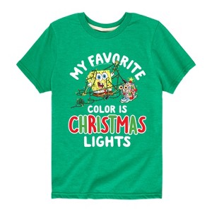 Boys' - SpongeBob SquarePants - My Favorite Color Is Christmas Lights Short Sleeve Graphic T-Shirt - 1 of 4