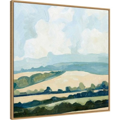 Fieldscape II Blue and Green Canvas Wall Art with Float Frame