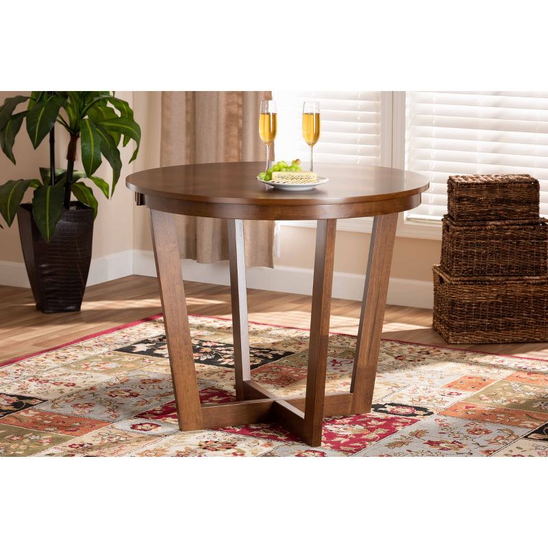 35" Alayna Wide Round Wood Dining Table - Baxton Studio, 3 of 8