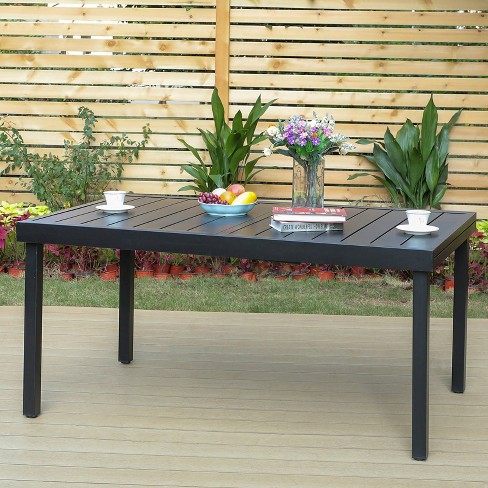 Outdoor Expandable Rectangle Steel, Extendable Outdoor Dining Table For 10