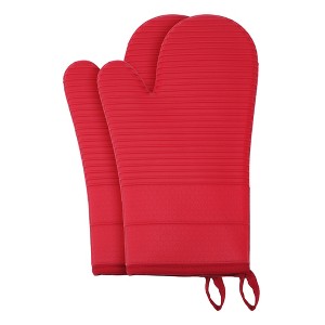 REGALWOVEN Soft Heat Resistant and Waterproof Silicone Oven Mitts, Flexible Gripping for Baking, Kitchen Mitts Set of 2 - 1 of 4