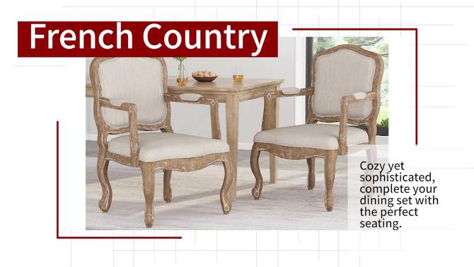 Set of 2 Andrea French Country Wood Upholstered Dining Armchairs - Christopher Knight Home, 2 of 15, play video