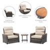 Teamson Home - Outdoor 3 Piece Wicker Recliner Set with Wood Armrests and Cushions - 3 of 4