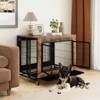 Costway 38” Heavy-Duty Rolling Dog Kennel on Wheels w/ Chew-Resistant Indoor Pet Furniture Wood Dog House Rustic Brown - 4 of 4