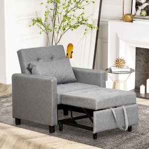 NicBex Convertible Sleeper Chair,3-in-1 Multi-Functional Folding Sofa Bed,Modern Couches with  Adjustable Backrest for Living Room,Dark Gray/Gray - 1 of 4