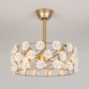 Rennnsan Lioraen 20" W 4 - Light Drum Camellia Flower Ceramic French Country Dimmable Ceiling Fan in Gold - 2 of 4