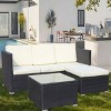 Outdoor 5-Piece Seating Set, PE Rattan Wicker Lounge Set with Glass Coffee Table, Lounge Set with Iron Frame and Polyester Cushions-Coolbibila - 3 of 4