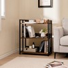 Tangkula 2 PCS 3-Tier Metal Frame Corner Bookcase w/Adjustable Shelves Rustic Brown - 2 of 4