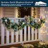JOYFY Pre-Lit 6ft Christmas Garland with Blue Ball Ornaments, Snowflake, Flowers, Leaves, Bows and 50 LED Lights for Indoor Outdoor Xmas Holiday Decor - 2 of 4