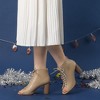 Perphy Women's Peep Toe Lace Up Chunky Heel Ankle Boots - 4 of 4