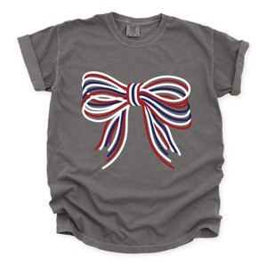 Simply Sage Market Patriotic Layered Bow Garment Dyed Tee - 1 of 4