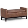 WyndenHall Selah 48" Wide Contemporary Rectangle Storage Ottoman in Distressed Saddle Brown Vegan Faux Leather, Assembled - 3 of 4
