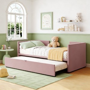 Luxystar Twin Size Upholstered daybed with Pop Up Trundle for Living Room and Guest Room - 1 of 4
