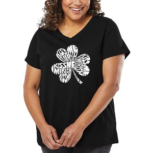 LA Pop Art Women's Word Art V-Neck - KISS ME I'M IRISH - 1 of 4