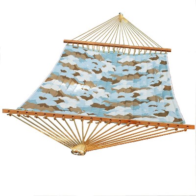 Northlight 82" x 55" Blue and Brown Large Floral Quilted Double Hammock