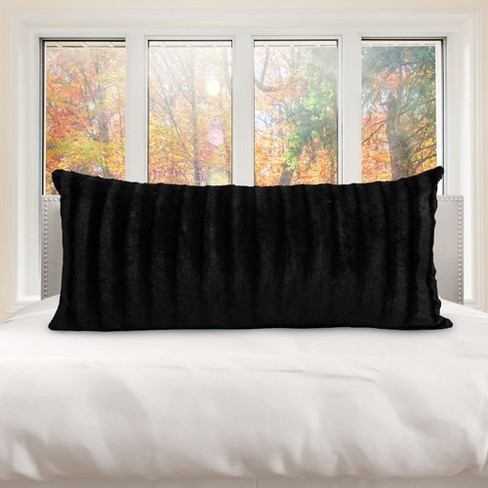 Cheer Collection Decorative Faux Fur Body Pillow 18 X 40 black Target