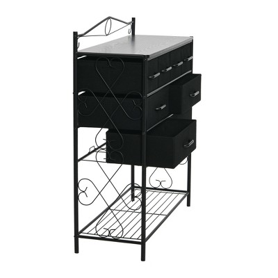 Black Oak Coastal Vertical Dresser with Metal Frame
