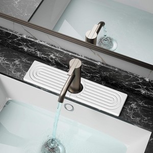Kitchen/Bathroom Faucet Splash Guard - White Diatomite Mat, Fast Drying Water Absorbing Stone Tray for Sink Counter - 1 of 4