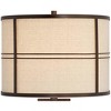 Franklin Iron Works Elias Modern Industrial Table Lamp 28" Tall Oiled Bronze with Table Top Dimmer Nightlight Off White Oatmeal Drum Shade for Bedroom - 3 of 4