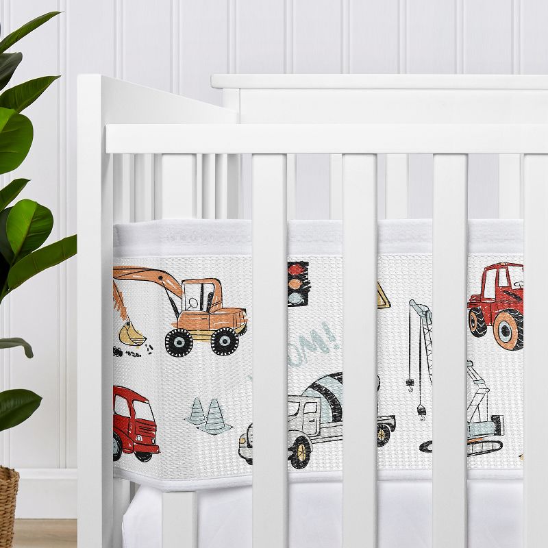 Sweet Jojo Designs Boy BreathableBaby Breathable Mesh Crib Liner Construction Truck Red Blue White, 5 of 7