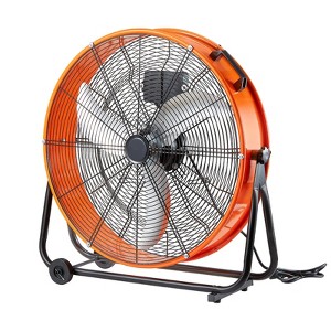 VEVOR Drum Fan, 24 Inch High Velocity Industrial Shop Fan, Heavy Duty Commercial Use 3-Speed 8600CFM, 360°Adjustable Tilting, Orange - 1 of 4