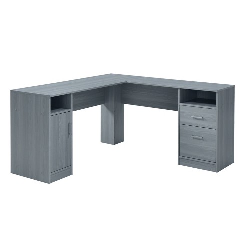 Functional L Shaped Desk with Storage Gray - Techni Mobili