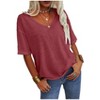 Imily Bela Women's Casual V Neck Half Sleeve Oversized T Shirt Solid Color Basic Top - 3 of 4
