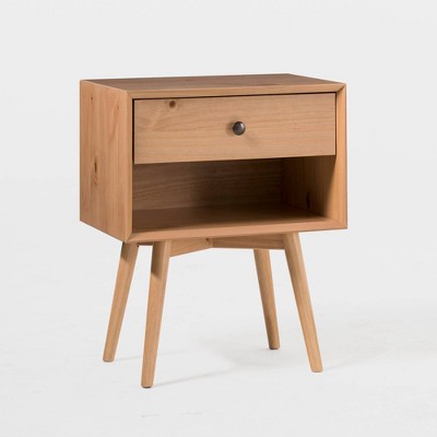 Greenberg 1 Drawer Mid-Century Modern Solid Wood Nightstand - Saracina Home