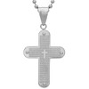Steeltime Stainless steel our father cross pendant. Color Option: Silver, Gold - 2 of 4