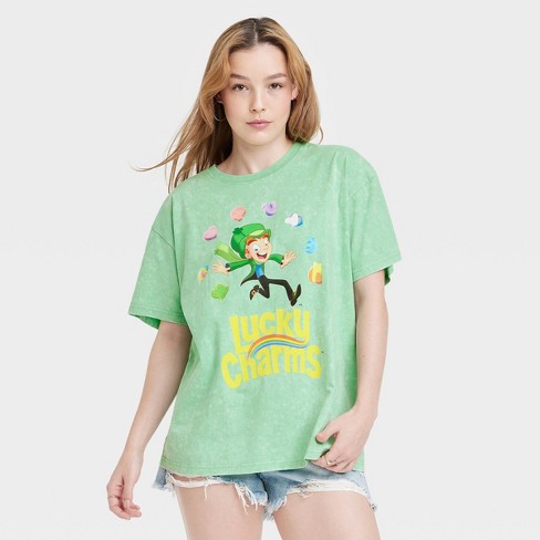 Women's Lucky Charms Oversized Short Sleeve Graphic T-Shirt - Green XS