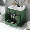 TUYOHW Bathroom Vanity with Ceramic Sink, Solid Wood Frame Bathroom Storage Cabinet with Soft Closing Doors, Green - 4 of 4