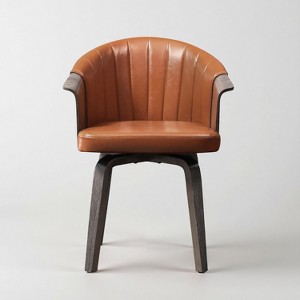 Art Leon Mid Century Modern Swivel Dining Chair with PU Leather and Poplar Legs - 1 of 4