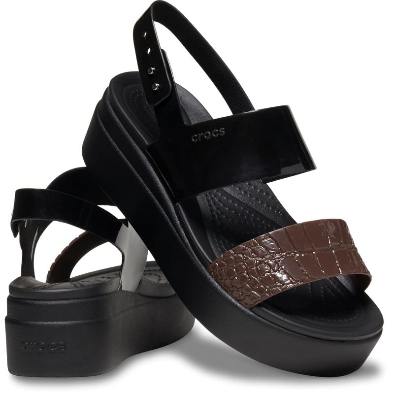 Crocs Women's Brooklyn Croco Shine Low Wedge Sandals, 2 of 7