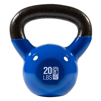 GoFit Classic PVC Kettlebell with DVD and Training Manual - Blue 20lbs
