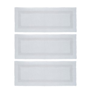Lavish Home 3PC 60x24 Cotton Bath Rug Set, White - 1 of 4