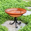 12.75" Reflective Crackle Glass Birdbath Bowl with Tripod Stand Mandrin Orange - Achla Design: Weather-Resistant, Freestanding - 2 of 3