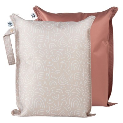 Tiny Twinkle Mess-Proof Waterproof Washable Baby/Toddler Wet Bags for Diapers, Swimsuits and Travel