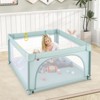 Safstar Baby Playpen, 49.5" x 49.5" Toddler Play Yard w/ 50 Ocean Balls & 4 Pull Rings, Non-Slip Safety Play Pen w/Zippered Door - 3 of 4