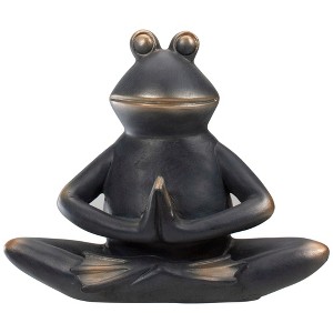 Northlight 11" Yoga Frog in  Sukhasana Position Outdoor Garden Statue - 1 of 4