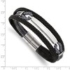 Black Bow Jewelry Stainless Steel Leather & Cotton Multi Strand I.D. Bracelet, 8.25 Inch - 4 of 4