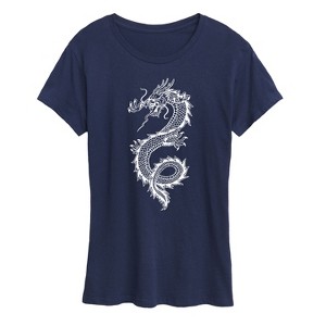 Women's - Instant Message - Chinese Dragon White Short Sleeve Graphic T-Shirt - 1 of 4