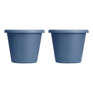 The HC Companies 24 Inch Indoor and Outdoor Classic Durable Plastic Flower Pot Container Garden Planter with Drainage Holes, Slate Blue (2 Pack) - 1 of 4