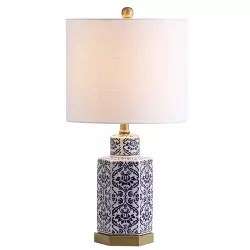 23.5" Ceramic/Metal Diana Ginger Jar Table Lamp (Includes LED Light Bulb) Blue - JONATHAN Y