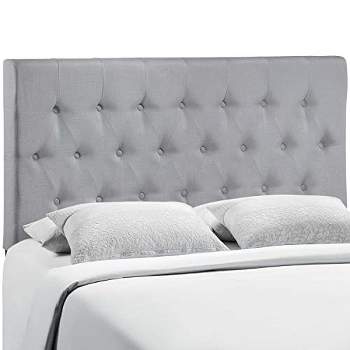 Modway MOD-5202- Clique Tufted Button Diamond Pattern Linen Fabric Upholstered Queen Headboard in Gray